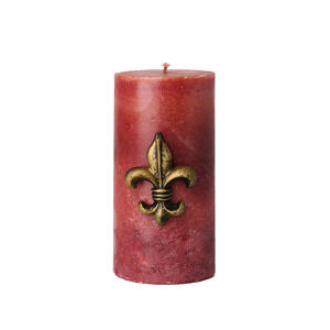 Paddywax Cranberry Fig Fleur de Lis Pin Scented Rustic Pillar Candle 3 x 6 Round